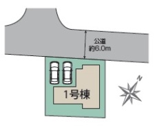 区画図・カースペース並列2台、お庭付