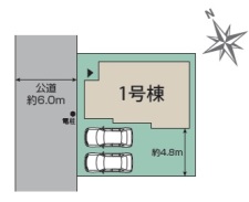 区画図・カースペース並列2台、お庭付