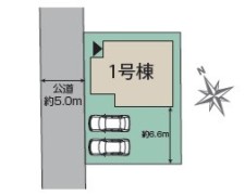 区画図・カースペース並列2台、お庭付